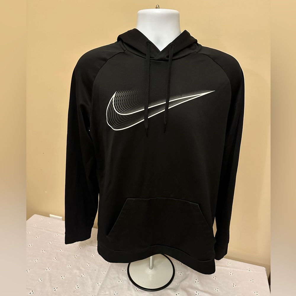 Nike Dri Fit Unique  Big Swoosh Logo Not Seen Before On EBAY Hoodie Black Size L